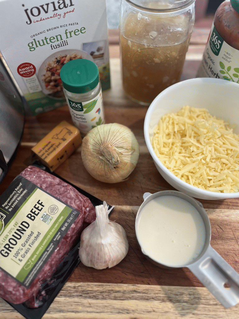 Ingredients needed to make homemade instant pot hamburger helper